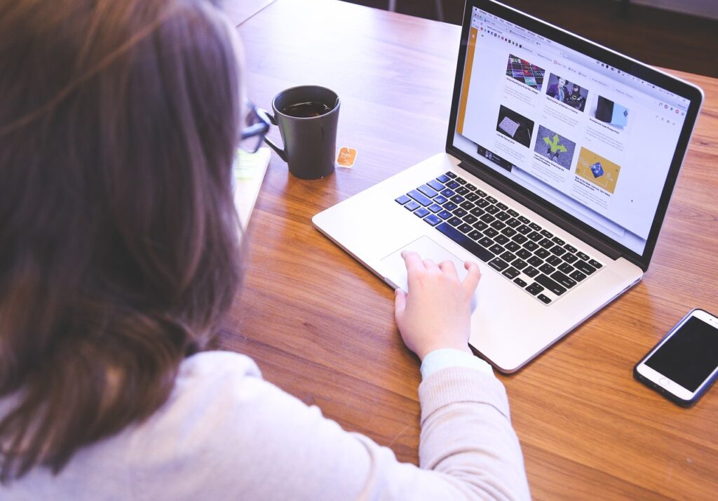 woman working on laptop